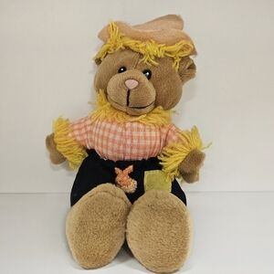 Vintage Gund 1989 Plush Bear in Scarecrow Outfit